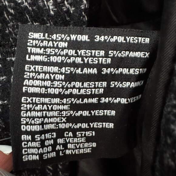 GUESS Houndstooth Wool Peacoat | Black & White Double-Breasted | Size Medium - Picture 13 of 13